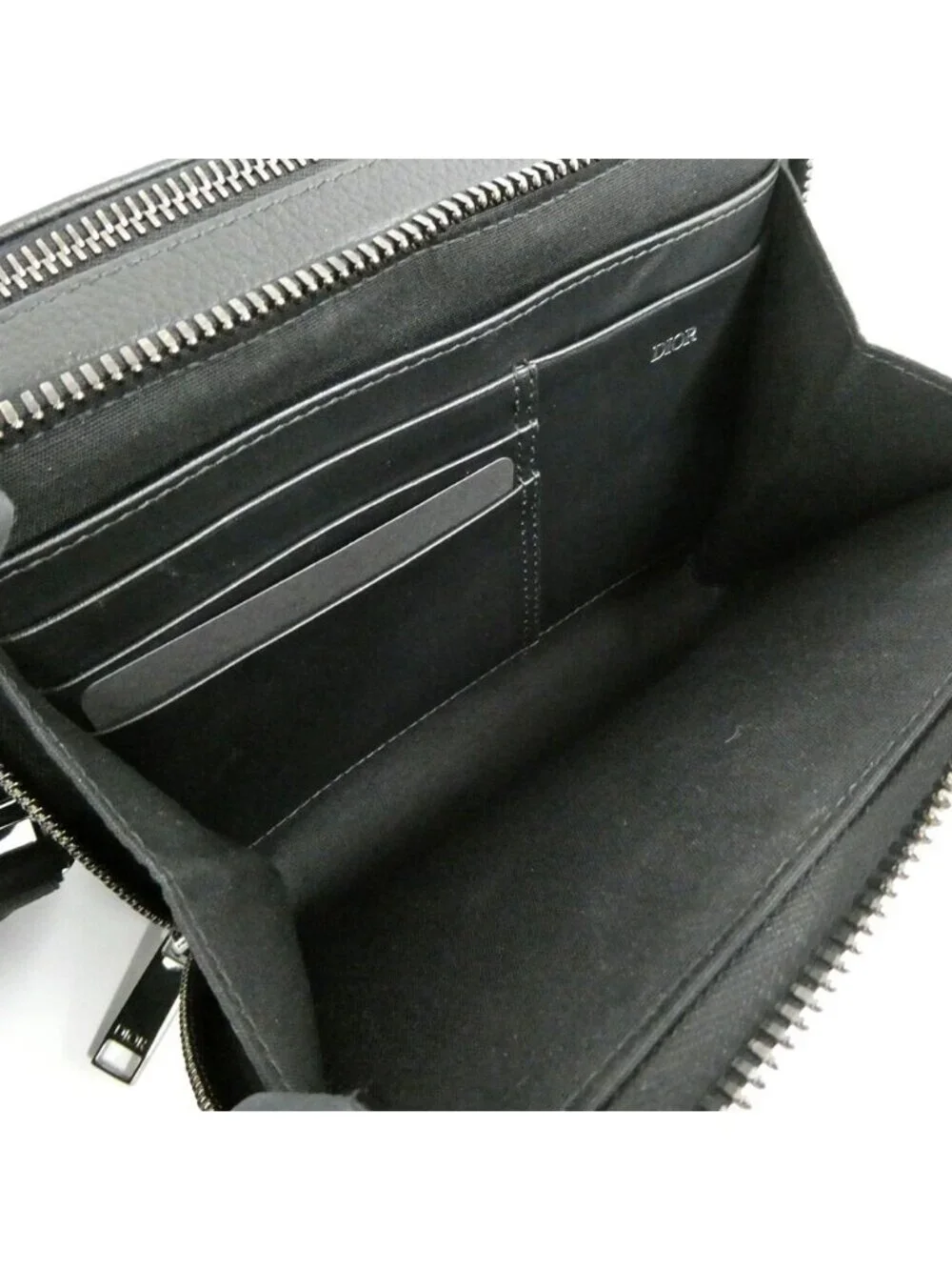 Dior Strap Zip Pouch Jacquard Black Shoulder Bag